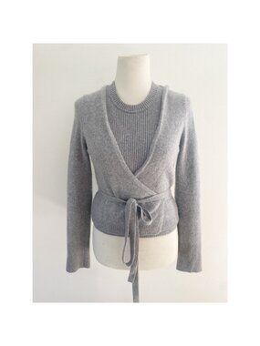 Me+Em Cashmere Wrap Sweater Top Gray